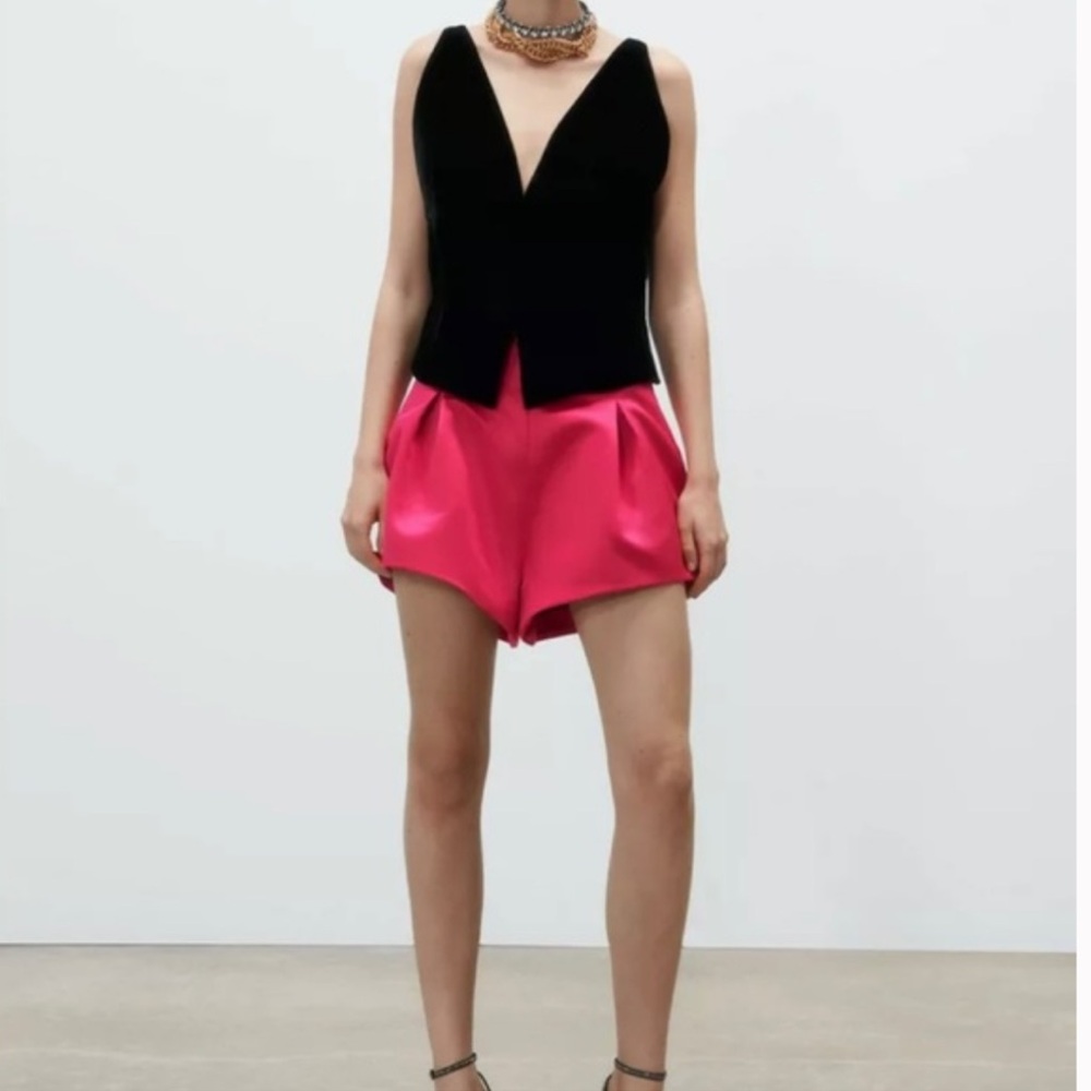 Zara Black Combination Velvet Vest-sizeM